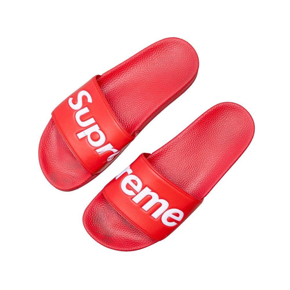 Supreme SS14 Slides Sandals Red White Logo Men Size 9 US 42.5 Rare 2014